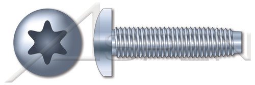 #10-24 X 3/4" Trilobe Thread Rolling Screws for Metals, Pan 6Lobe Torx(r) Drive, Steel, Zinc Plated and Waxed