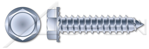 #10 X 5/8" Self-Tapping Sheet Metal Screws, Type "AB", Hex Indented Washer Head, Locking Serrations, Steel, Zinc Plated