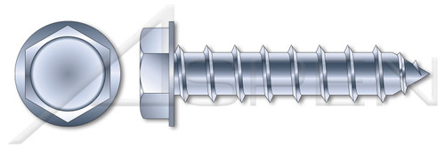 5/16"-20 X 2-1/2" Self-Tapping Sheet Metal Screws, Type "A", Hex Indented Washer Head, Steel, Zinc Plated