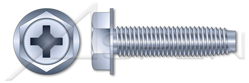 #10-32 X 1/2" Trilobe Thread Rolling Screws for Metals, Hex Indented Washer Phillips Drive, Steel, Zinc Plated and Waxed