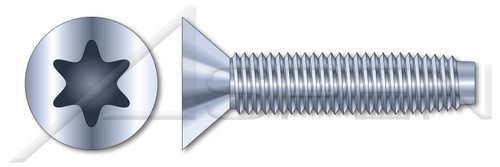 #6-32 X 1/2" Trilobe Thread Rolling Screws for Metals, Flat Head 6Lobe Torx(r) Drive, Steel, Zinc Plated and Waxed