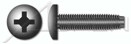 #10-32 X 1/2" Trilobe Thread Rolling Screws for Metals, Pan Phillips Drive, Steel, Black Zinc