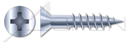 #14 X 1-1/2" Wood Screws, Flat Phillips Drive, Steel, Zinc Plated