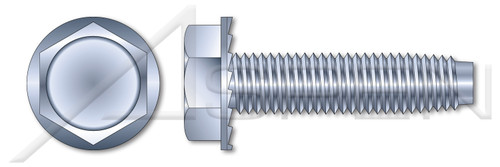 5/16"-18 X 2" Trilobe Thread Rolling Screws for Metals, Hex Indented Washer Head, Locking Serrations, Steel, Zinc Plated and Waxed