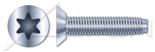 1/4"-20 X 3/4" Trilobe Thread Rolling Screws for Metals, Flat Undercut 6Lobe Torx(r) Drive, Steel, Zinc Plated and Waxed