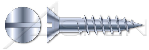 #14 X 1-1/4" Wood Screws, Flat Slot Drive, Steel, Zinc Plated