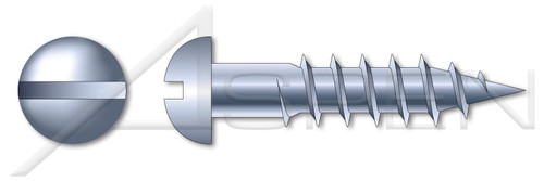 #4 X 1" Wood Screws, Round Slot Drive, Steel, Zinc Plated