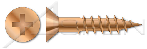 #16 X 4" Wood Screws, Flat Frearson Drive, Silicon Bronze