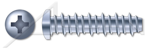 #4-24 X 5/8" Hi-Lo Self-Tapping Sheet Metal Screws, Type "B", Small Pan Head Phillips Drive, Steel, Zinc Plated