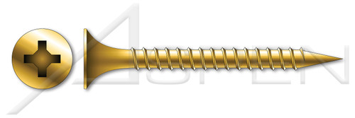 #6 X 1-1/4" Drywall Screws, Bugle Phillips Drive, Coarse Thread, Steel, Yellow Zinc