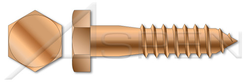 1/4" X 3" Hex Head Lag Screw Bolts, Silicon Bronze