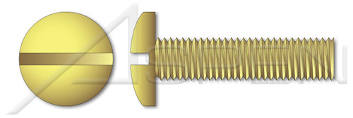 #10-24 X 1-1/4" Machine Screws, Pan Slot Drive, Full Thread, Brass