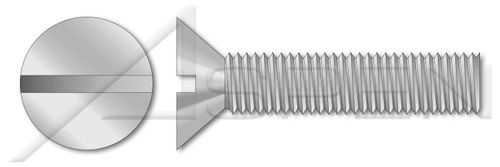 #10-24 X 1" Machine Screws, Flat Head Slot Drive, 82 Degree Countersink, Full Thread, Aluminum