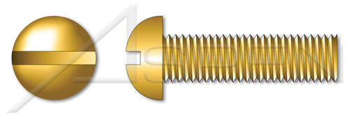 1/4"-28 X 1-1/4" Machine Screws, Round Slot Drive, Full Thread, Brass