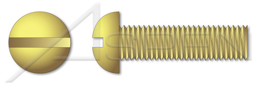#6-32 X 1-1/2" Machine Screws, Round Slot Drive, Full Thread, Brass