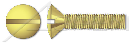 #10-24 X 2" Machine Screws, Oval Slot Drive, Full Thread, Brass
