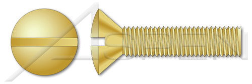 #10-32 X 1" Machine Screws, Oval Slot Drive, Full Thread, Brass