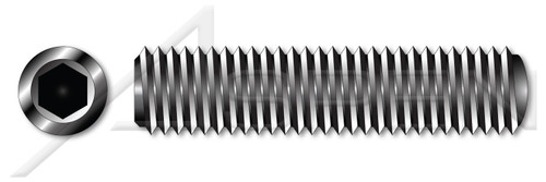 1/4"-20 X 1/2" Hex Socket Set Screws, Oval Point, UNC Coarse Thread, Alloy Steel, Made in U.S.A.