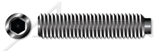3/8"-16 X 1" Hex Socket Set Screws, Half-Dog Point, UNC Coarse Thread, Alloy Steel, Made in U.S.A.