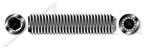 #6-32 X 3/16" Hex Socket Set Screws, Knurled Cup Point, UNC Coarse Thread, Alloy Steel, Black Oxide, Holo-Krome