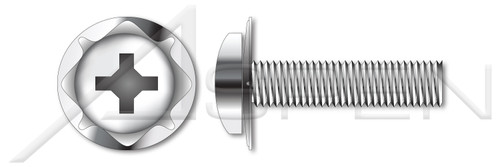 M3-0.5 X 12mm Metric, SEMS Square Cone Washer Machine Screws, Pan Phillips Drive, A2 Stainless Steel