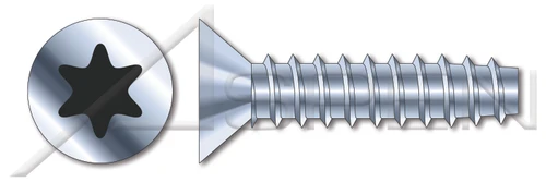 M2.5 X 6mm Thread Rolling Screws for Plastics, Metric, Flat Head 6Lobe Torx(r) Drive, Steel, Zinc Plated