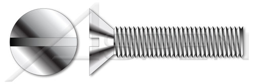 #4-40 X 1/2" Machine Screws, Flat Slot Drive, 82 Degree Countersink, Full Thread, AISI 316 Stainless Steel