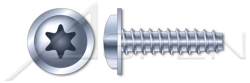 M6 X 18mm Thread Rolling Screws for Plastics, Metric, Pan Flange Head 6Lobe Torx(r) Drive, Steel, Zinc Plated