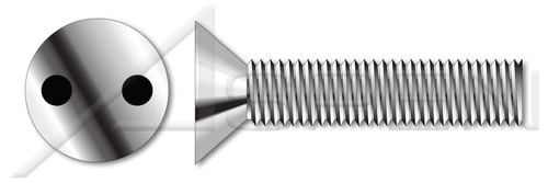 #10-32 X 1" Machine Screws, Flat Countersunk Head Tamper-Resistant Drilled Spanner Drive, Stainless Steel