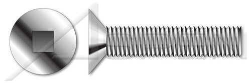 #6-32 X 1" Machine Screws, Flat Head Square Drive, 82 Degree Countersink, Full Thread, Stainless Steel