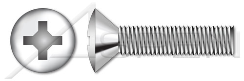 #10-24 X 1/2" Machine Screws, Oval Phillips Drive, 82 Degree Countersink, Full Thread, AISI 316 Stainless Steel