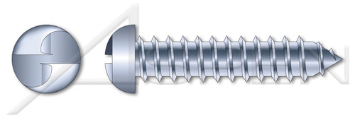 #10 X 1/2" Self-Tapping Sheet Metal Screws, Round Head Tamper-Resistant One-Way Slotted Drive, Type "AB", Steel, Zinc Plated