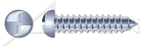 #14 X 3" Self-Tapping Sheet Metal Screws, Round Head Tamper-Resistant One-Way Slotted Drive, Type "AB", Steel, Zinc Plated