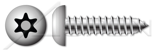 #8 X 1" Self-Tapping Sheet Metal Screws, Button Head Tamper-Resistant 6Lobe Torx(r) Pin Drive, Type "AB", Stainless Steel, Includes Driver Bit