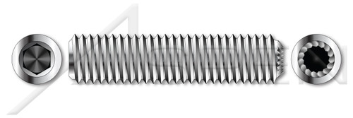 5/16"-18 X 3/8" Hex Socket Set Screws, Knurled Cup Point, Full Thread, Stainless Steel