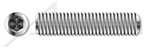 #10-24 X 5/16" Hex Socket Set Screws, Oval Point, Full Thread, Stainless Steel