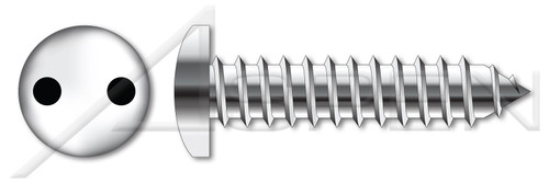 #4 X 1/2" Self-Tapping Sheet Metal Screws, Pan Head Tamper-Resistant Drilled Spanner Drive, Type "AB", Stainless Steel, Includes Driver Bit