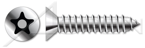 #8 X 1/2" Self-Tapping Sheet Metal Screws, Flat Countersunk Head Tamper-Resistant Torx Plus(r) Pin Drive, Type "AB", Stainless Steel