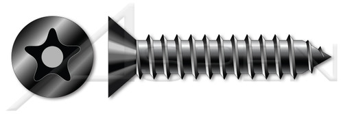 #14 X 1" Self-Tapping Sheet Metal Screws, Flat Countersunk Head Tamper-Resistant Torx Plus(r) Pin Drive, Type "AB", Steel, Black Oxide