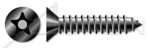 #8 X 1-1/2" Self-Tapping Sheet Metal Screws, Flat Countersunk Head Tamper-Resistant Torx Plus(r) Pin Drive, Type "AB", Steel, Black Oxide