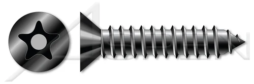 #8 X 1/2" Self-Tapping Sheet Metal Screws, Flat Countersunk Head Tamper-Resistant Torx Plus(r) Pin Drive, Type "AB", Steel, Black Oxide