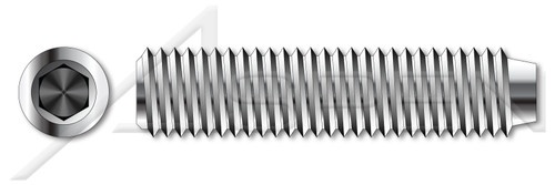 M16-2.0 X 40mm DIN 916 / ISO 4029, Metric, Hex Socket Set Screws, Cup Point, A2 Stainless Steel