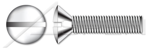 M6-1.0 X 50mm DIN 964 / ISO 2010, Metric, Machine Screws, Oval Slot Drive, Full Thread, A2 Stainless Steel