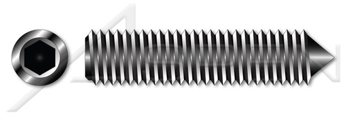 M5-0.8 X 16mm DIN 914 / ISO 4027, Metric, Hex Socket Set Screws, Cone Point, Class 45H Steel, Black