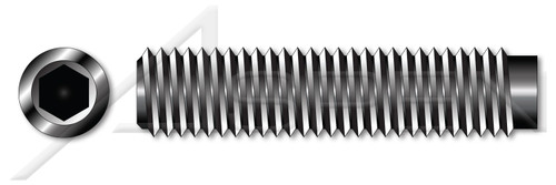 M12-1.75 X 16mm DIN 915 / ISO 4028, Metric, Hex Socket Set Screws, Dog Point, Class 45H Steel, Black