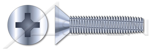 M3-0.5 X 20mm DIN 7516 Type D, Metric, Thread-Cutting Screws, Flat Head Phillips Drive, Steel, Zinc Plated