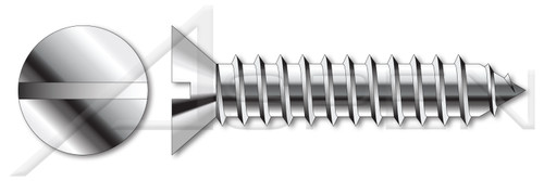 M4.2 X 16mm DIN 7972 / ISO 1482, Metric, Self-Tapping Sheet Metal Screws, Flat Slot Drive, Full Thread, A2 Stainless Steel