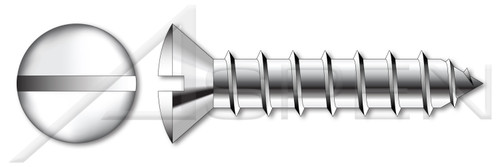 M4.2 X 22mm DIN 7973 / ISO 1483, Metric, Self-Tapping Sheet Metal Screws, Oval Slot Drive, Full Thread, A2 Stainless Steel