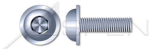 M4-0.7 X 20mm ISO 7380-2, Metric, Flanged Button Head Hex Socket Cap Screws, Full Thread, Class 10.9 Steel, Zinc Plated