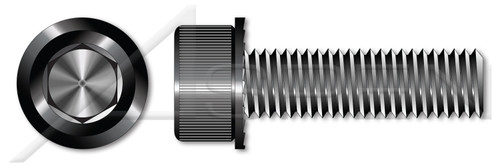 M12-1.75 X 45mm Metric, Flange Screws, Hex Socket Drive, Locking Ribs, Class 10.9 Steel, Black